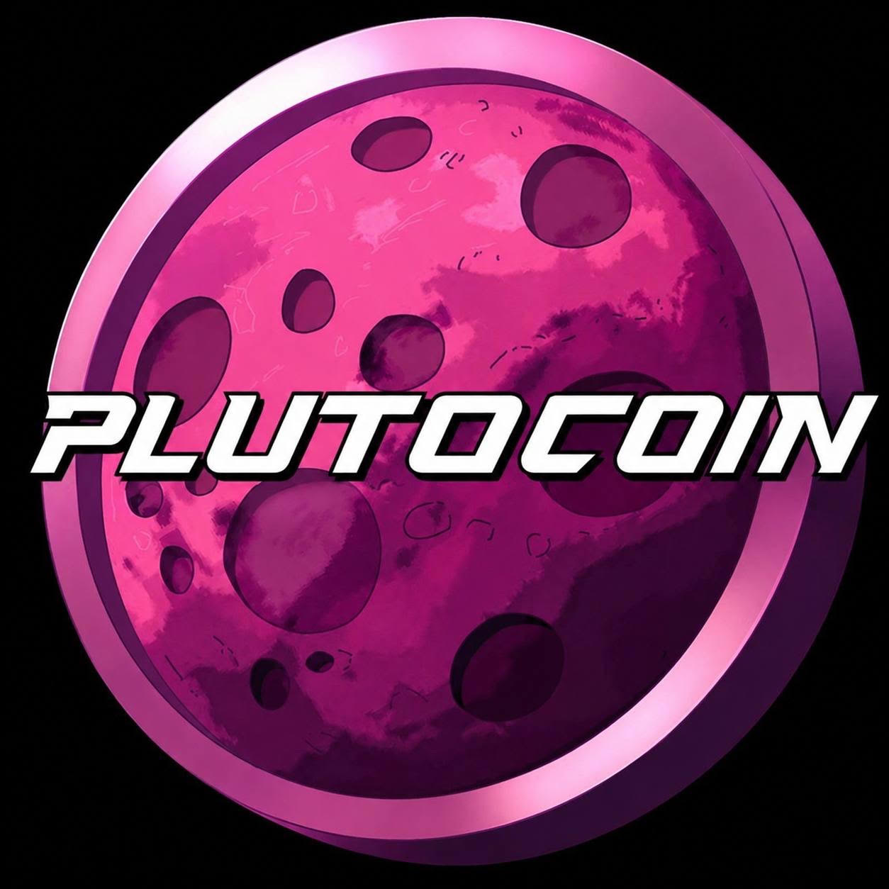 PLUTOCOIN logo — pink Pluto coin